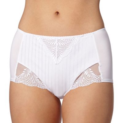 White striped high waisted tummy smoothing briefs